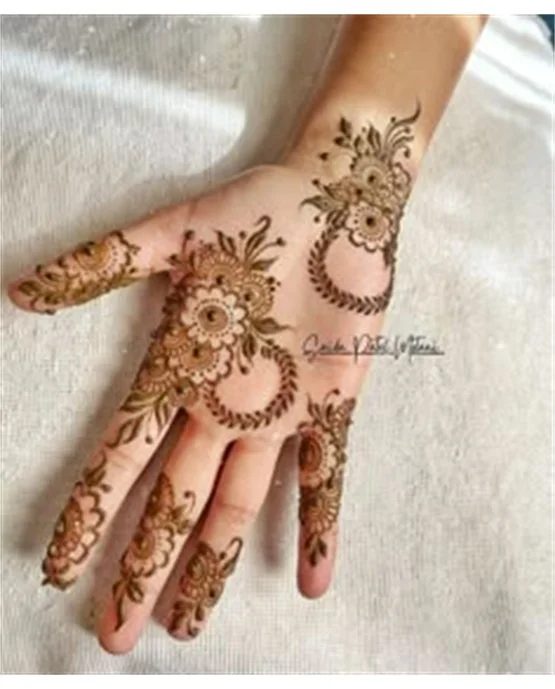 Spiral Droplet Trail On Front Hand Mehndi Design Spiral Droplet Trail On Front Hand Mehndi Design